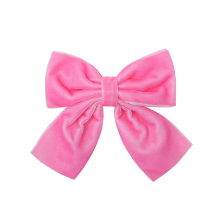 4.3-inch Velvet Bow Hair Clips for Girls – Handmade Barrettes in Black, White, Red, Pink, Blue, Yellow, Kids Hair Accessories