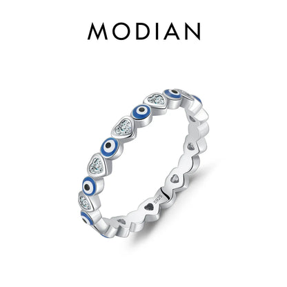 MODIAN 925 Sterling Silver Blue Ghost Eyes Ring — Sparkling Cubic Zirconia for Women
