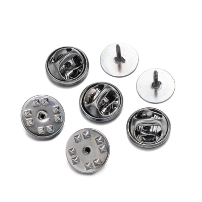50-Set Brooch Pin Holders – Tie, Hat & Badge Backings with Flat Base & Butterfly Clasp for DIY Jewelry Findings