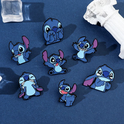 7 Pcs Lilo & Stitch Enamel Pins Set | Creative Stitch Brooches for Backpacks, Clothing & Accessories