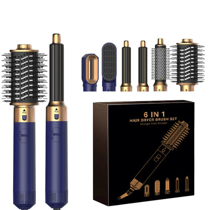 6-in-1 Hair Dryer Brush – Detachable Airflow Comb Curler with Heat Control for Straightening & Smooth Hair Styling