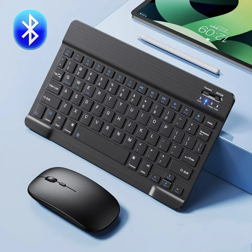 10" Bluetooth Wireless Rechargeable Keyboard – Russian, Spanish, French AZERT Layout for Android, iOS & Windows Tablets & Phones