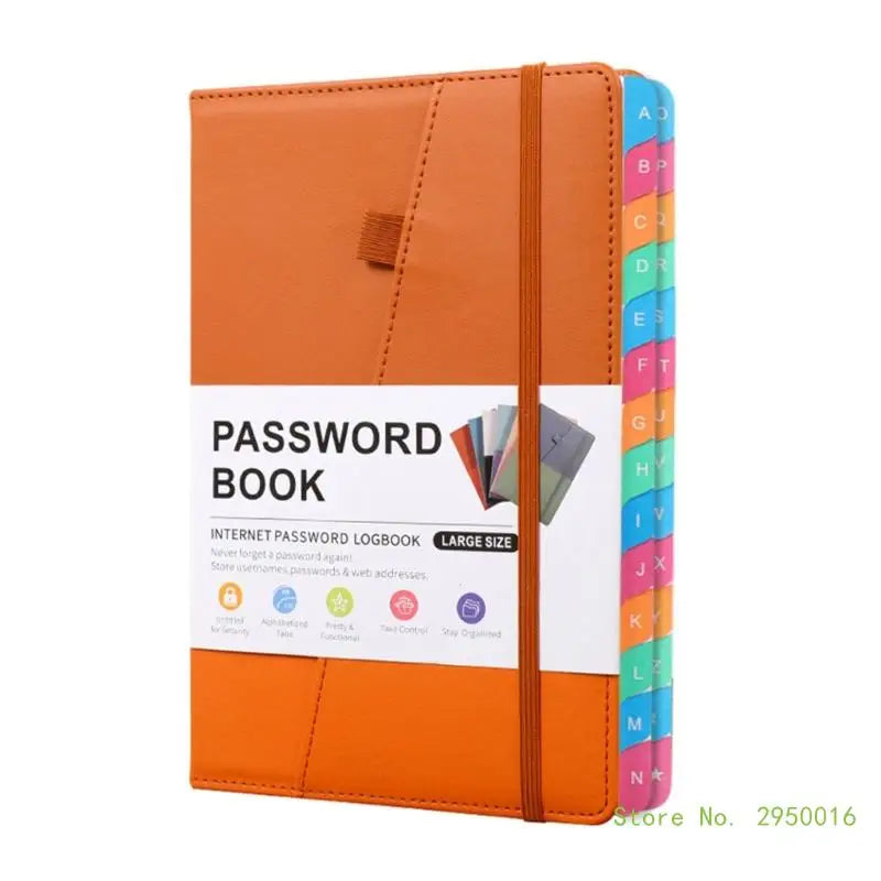 A5 PU Hardcover Password Book with Alphabetical Tabs – Password Keeper Notebook for Internet Login Storage