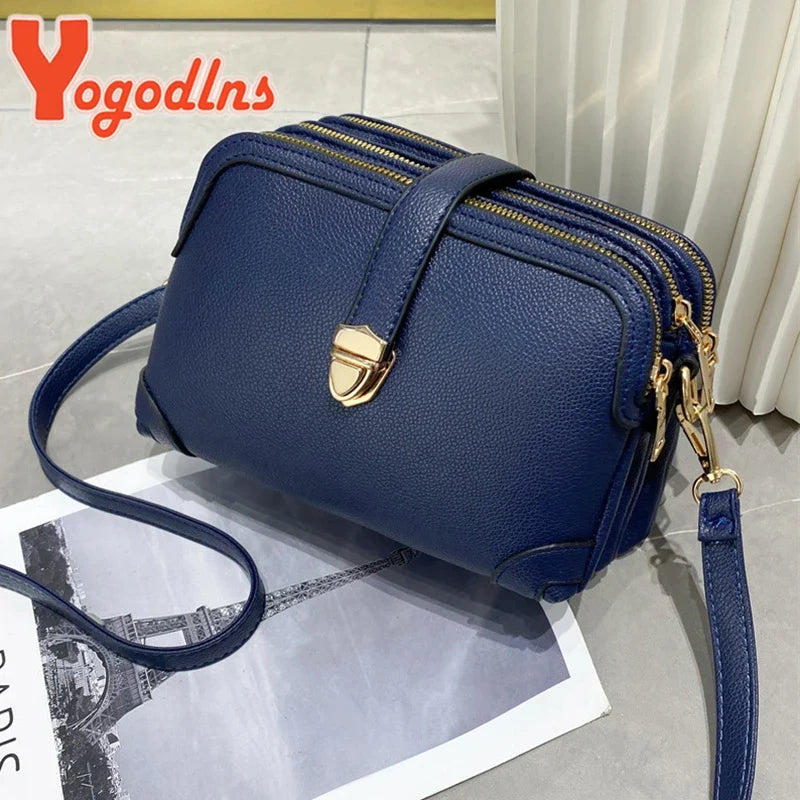 Yogodlns Women’s PU Leather Phone Shoulder Bag - Small Square Crossbody Messenger Handbag