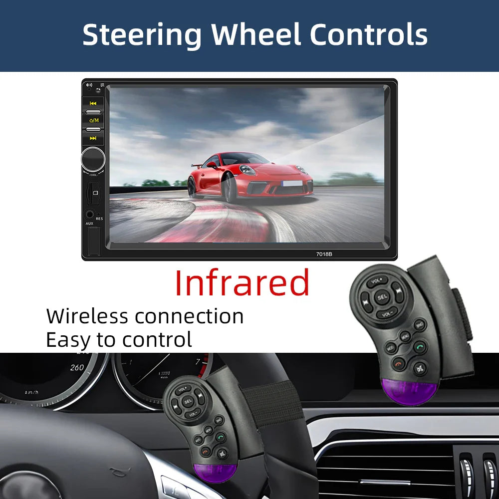 HIPPBQCC 7" 1DIN Car Radio MP5 Multimedia Player – Touchscreen FM ISO Power Aux Input Bluetooth USB Mirror Link Autoradio