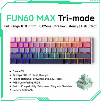 Akko MonsGeek FUN60 60% Mechanical Gaming Keyboard – Magnetic Switch, 8K Rapid Trigger, ARGB HE/TMR Custom Keyboard