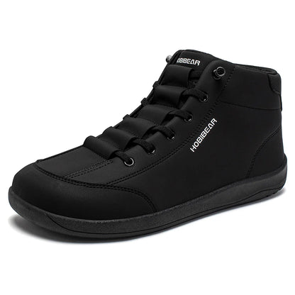 HOBIBEAR Mid-Top Barefoot Shoes — Wide-Toe Ankle Boots for Men & Women, Outdoor Non-Slip Artificial Leather Shoes