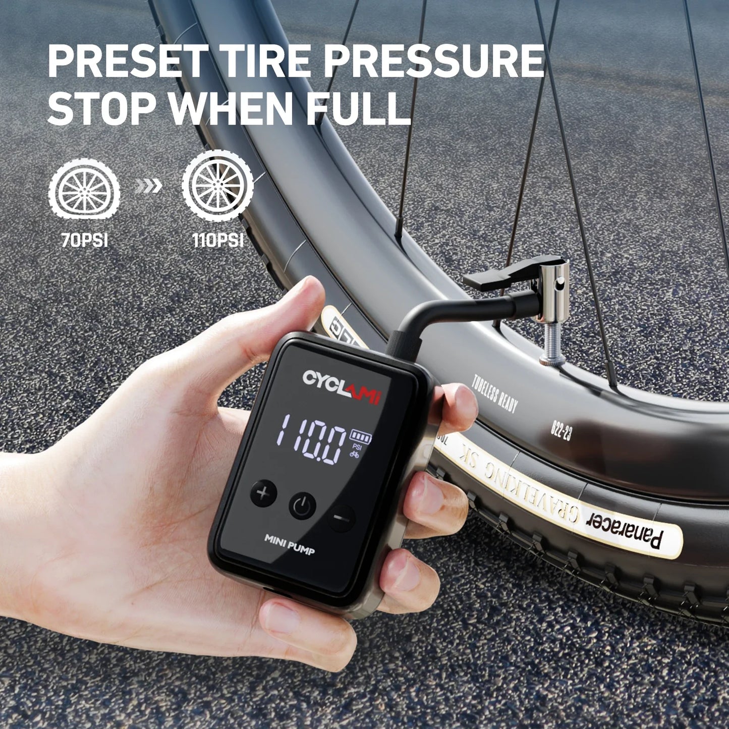 150 PSI Portable Pocket Bike Air Pump – MINI Rechargeable Electric Tire Inflator with Digital Gauge Display