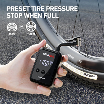 150 PSI Portable Pocket Bike Air Pump – MINI Rechargeable Electric Tire Inflator with Digital Gauge Display
