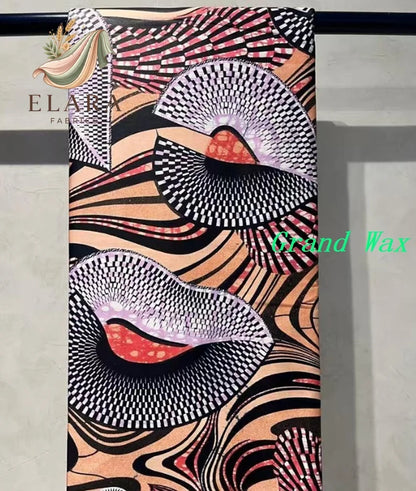 African Golden Glitter Wax Fabric - Soft Cotton Ankara Batik Print Material for Uniforms