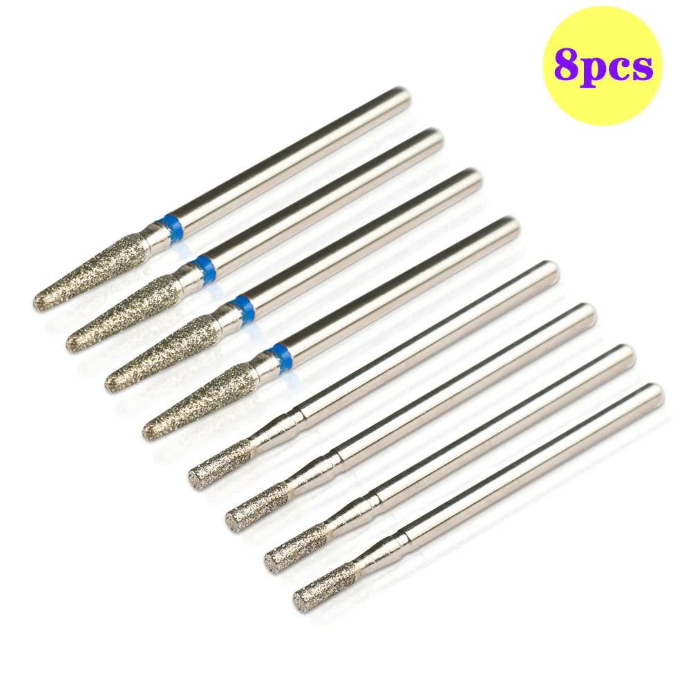 8pcs Diamond Nail Drill Bit Set - Rotary Electric Milling Cutters for Pedicure, Manicure, Cuticle Burr & Nail Tools Accessories