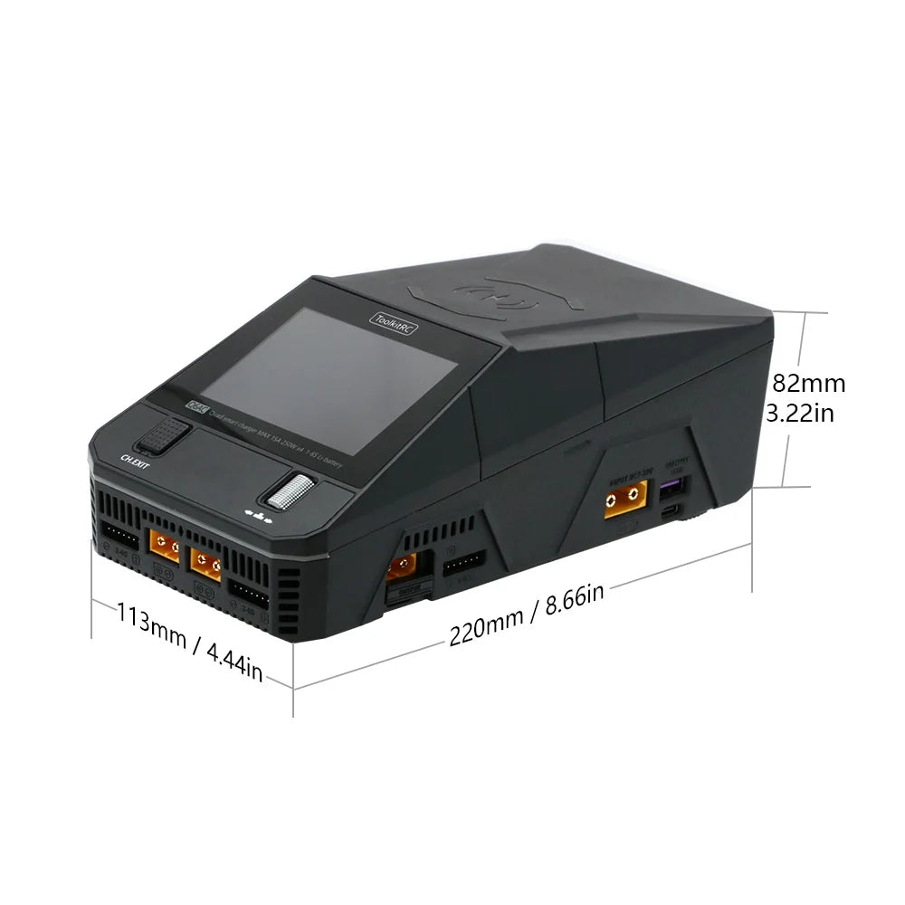 ToolkitRC Q6AC Charger AC 400W/DC 1000W 4-Channel with 65W USB & 15W Wireless Charging for LiPo NiMH PB Batteries