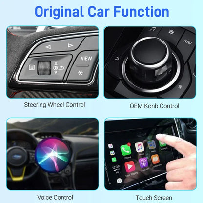 Wired to Wireless 2 in 1 Carplay and Android Auto Adapter - Glass Rearview Mirror Mini AI Box, USB/C Plug & Play for OEM Cars