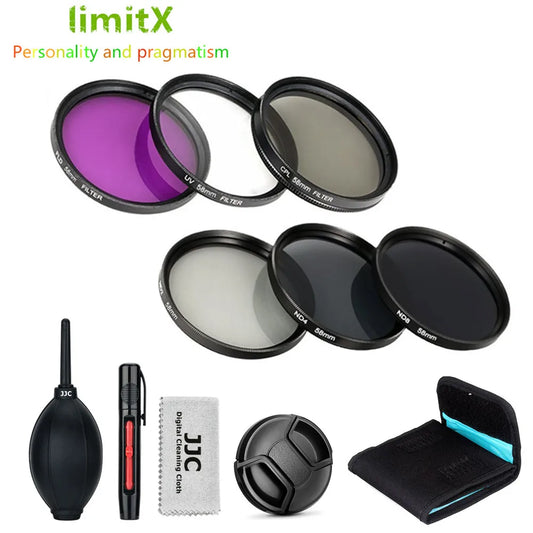 UV, FLD, CPL, ND (ND2/4/8), Star, Yellow Grad, Grey Filter Kit with Cleaning Set — Fits 37mm to 82mm Lenses