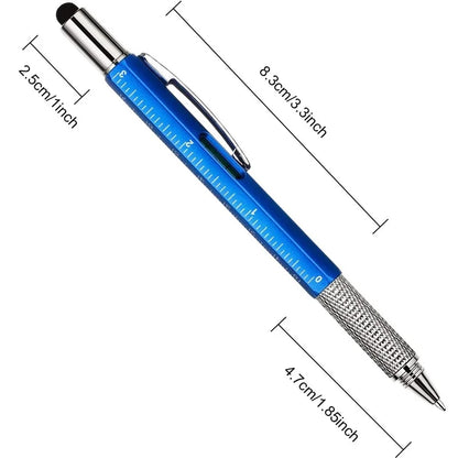 Multi-functional Capacitive Pen with Screwdriver, Spirit Level, Ballpoint Pen - Mobile Phone Screen Touch Gadget and Construction Tool