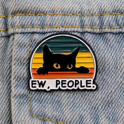 Funny Cat Enamel Pin Badge – EW, PEOPLE Cartoon Brooch for Women Men Lapel Collar Jewelry Gift