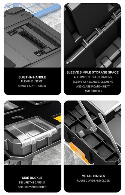 AIRAJ Stackable Modular Toolbox Set — Portable Combo ToolBox with Wheels for Space-Saving Storage & Easy Mobility