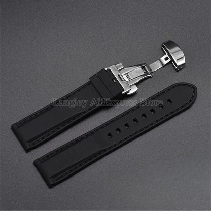 Rubber Watch Band 18/20/22/24mm — Quick Release Silicone Bracelet for Seiko, Men & Women, Sport Waterproof with Butterfly Buckle