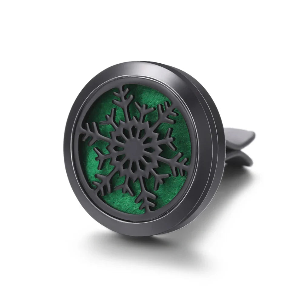 All-Black Tree of Life Car Air Freshener – Stainless Steel Aromatherapy Essential Oil Diffuser Locket Pendant