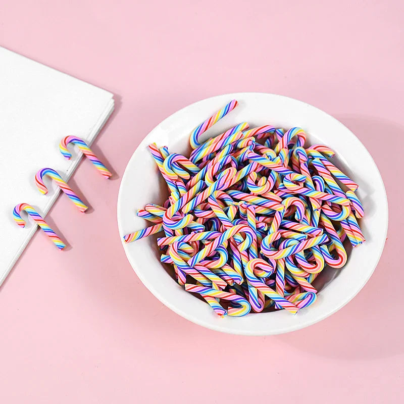 10/30/50pcs Mini Candy Cane Ornaments – Red & White Resin DIY Christmas Decorations for Home & New Year 2025