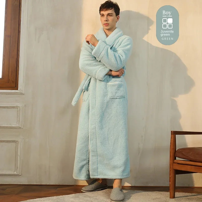 2025 Autumn Winter Cotton Robe – Thick Comfortable Large-Size Bathrobe for Men & Women, Luxury Couple Pajamas