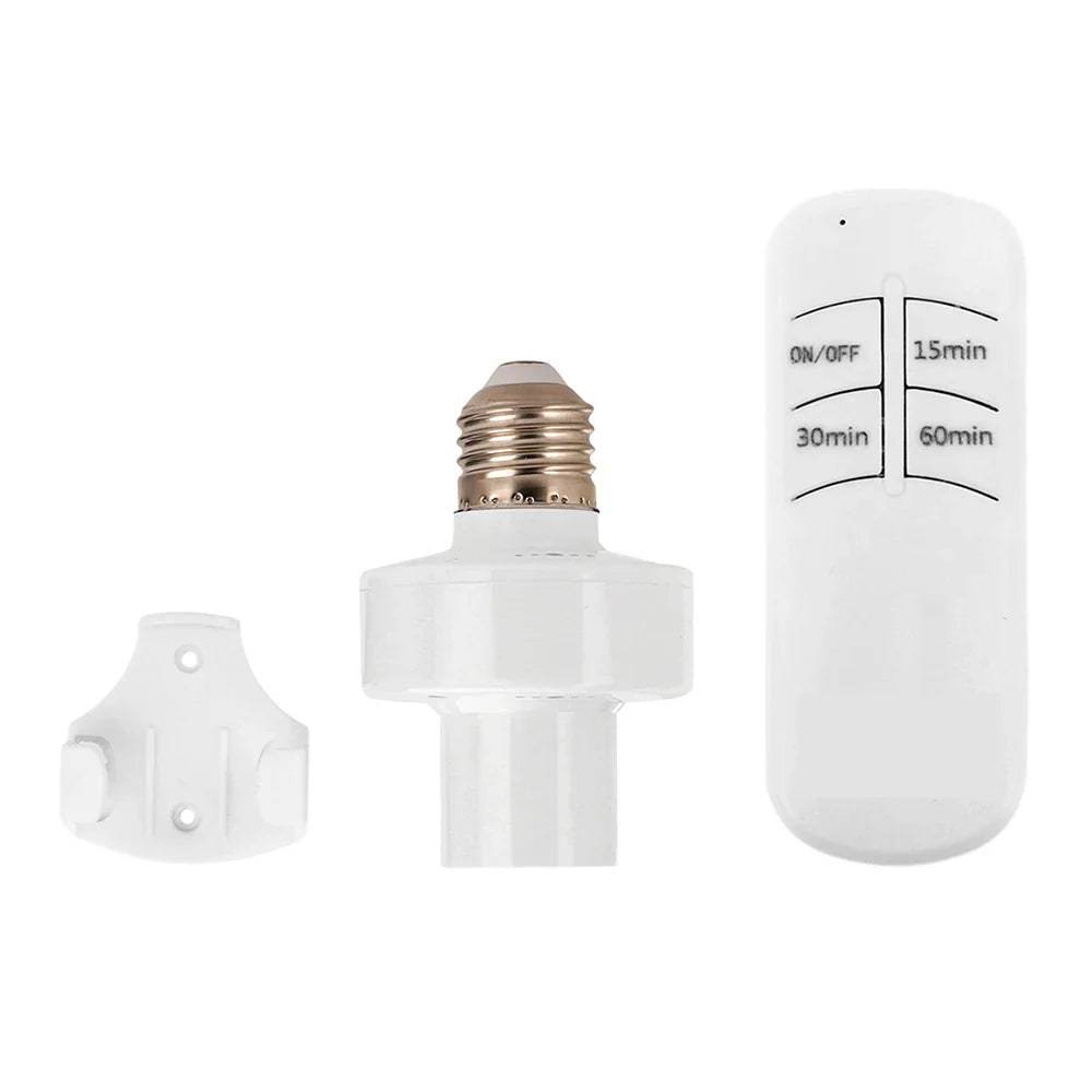 Smart Timer E27 Lamp Holder – Wireless Remote Control Light Socket, 110V-220V, 15m Range, Intelligent ON/OFF Switch