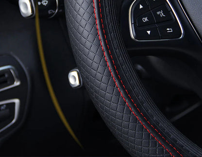 Universal Car Steering Wheel Cover - Microfiber Leather, Anti-Slip & Breathable, Fits 37-39cm Steering Wheels