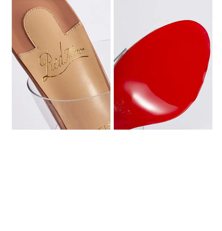 Red Sole Transparent High Heels — Summer PVC Open-Toe Handmade Women’s Sandals