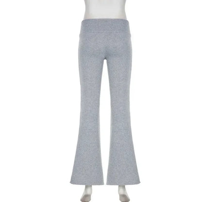 Women’s Casual Solid Flare Pants – Y2K Slim Low-Waist Bootcut Streetwear for Spring & Autumn 2024