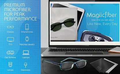 MagiicFiber Microfiber Cleaning Cloths (2-Pack) – Premium for Phones, Glasses, Lenses & Screens