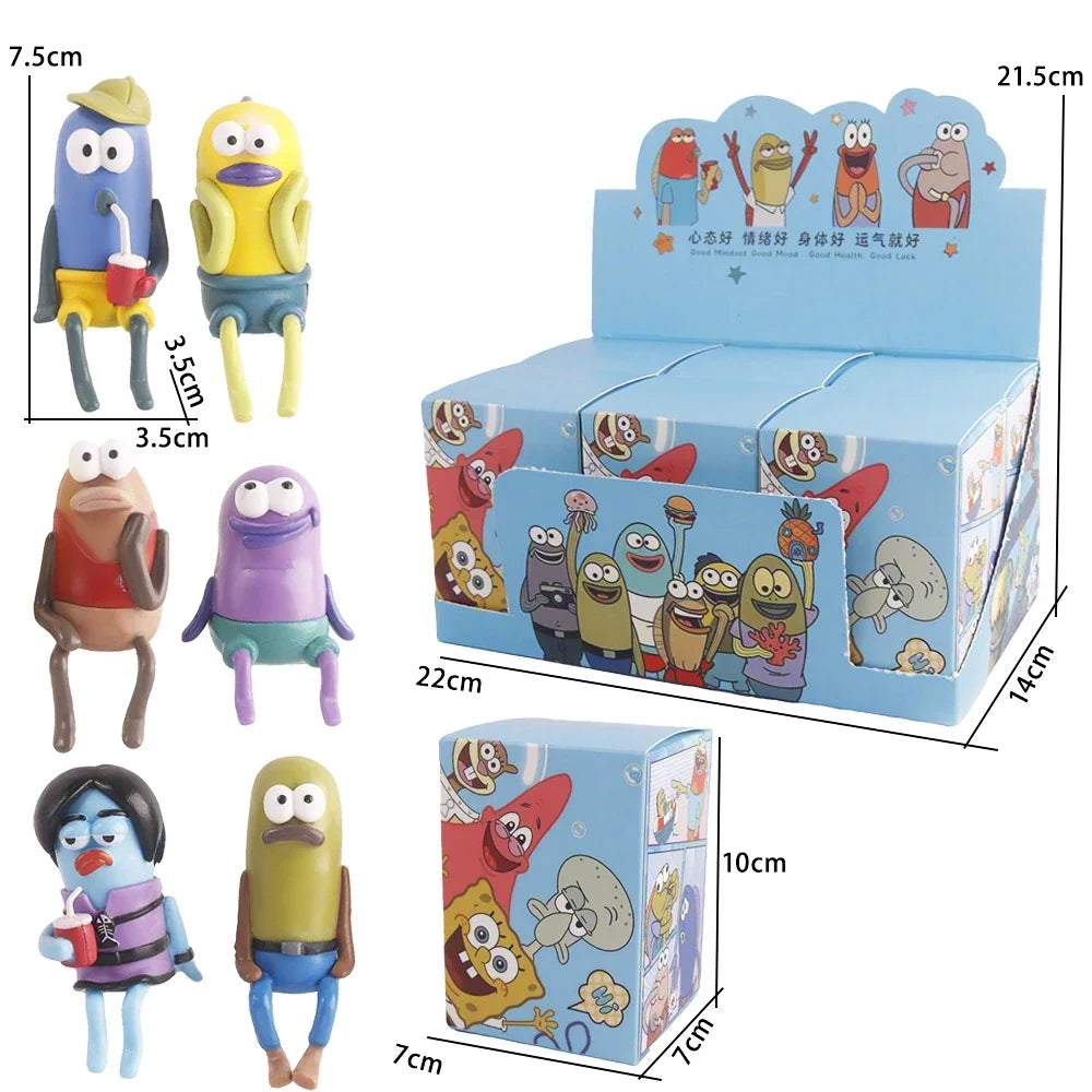 SpongeBob Blind Box Figure - Bikini Bottom Sitting Fish Car Ornament & Cute Desktop Collectible Gift