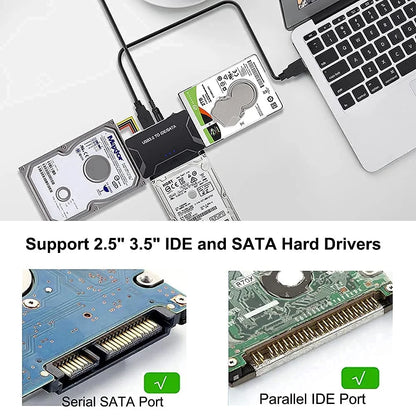 USB 3.0 to SATA IDE Adapter Cable – 3-in-1 Converter for 3.5/2.5 inch HDD/SSD, CD/DVD ROM, CD-RW