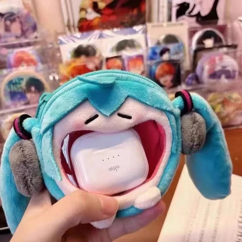 Japanese Anime Hatsune Miku Coin Purse – Creative Big Mouth Cartoon Soft Doll Mini Itabag Messenger & Earphone Bag Gift for Students