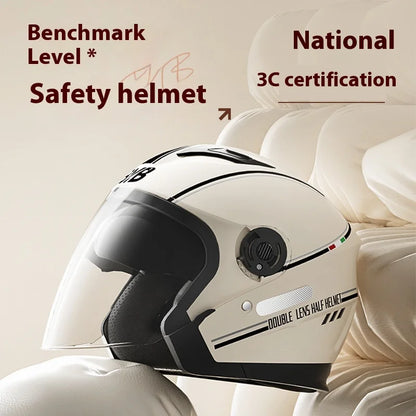2024 New Motorcycle & Electric Car Helmet – Men’s & Women’s Safety Helmet with Anti-Fog Double Lens, Four Seasons Universal