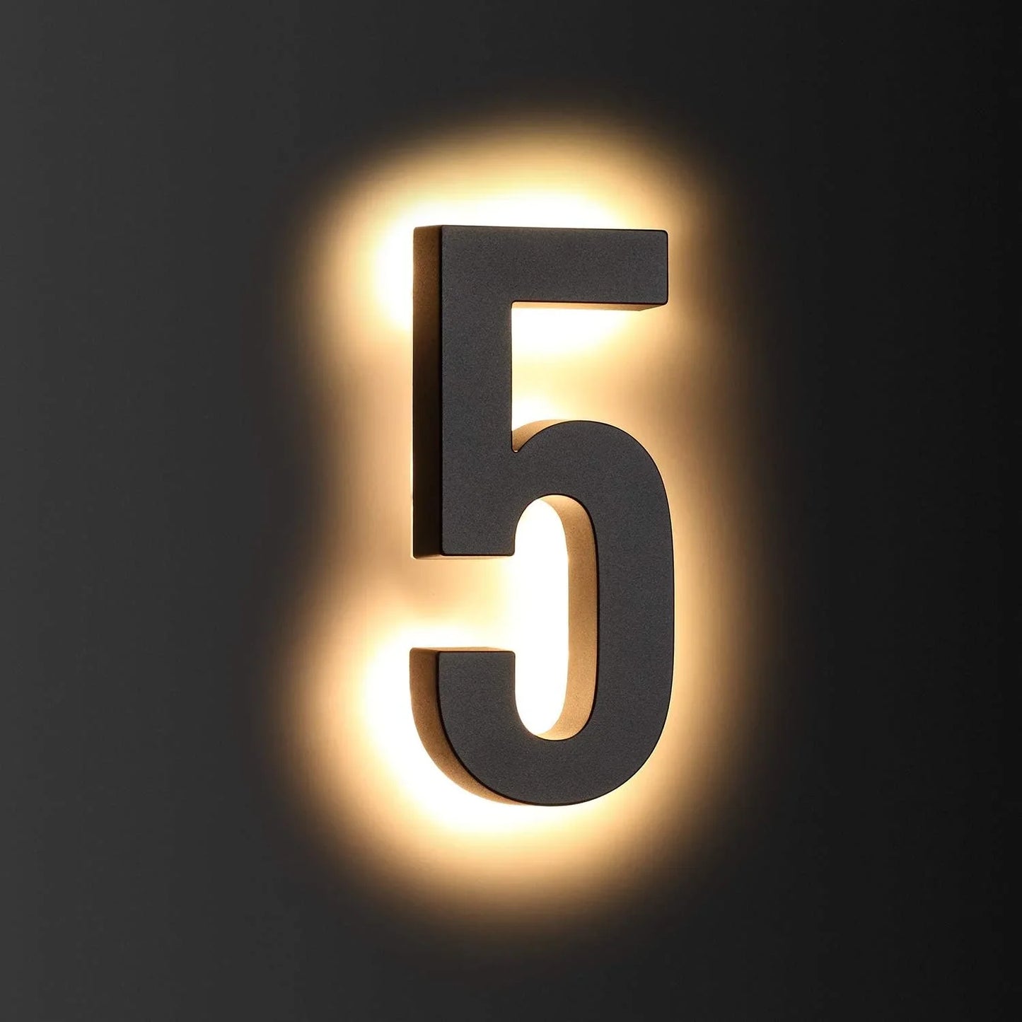 Illuminated Backlit LED House Numbers - Stainless Steel Floating Outdoor Address Sign with Durable Waterproof Finish