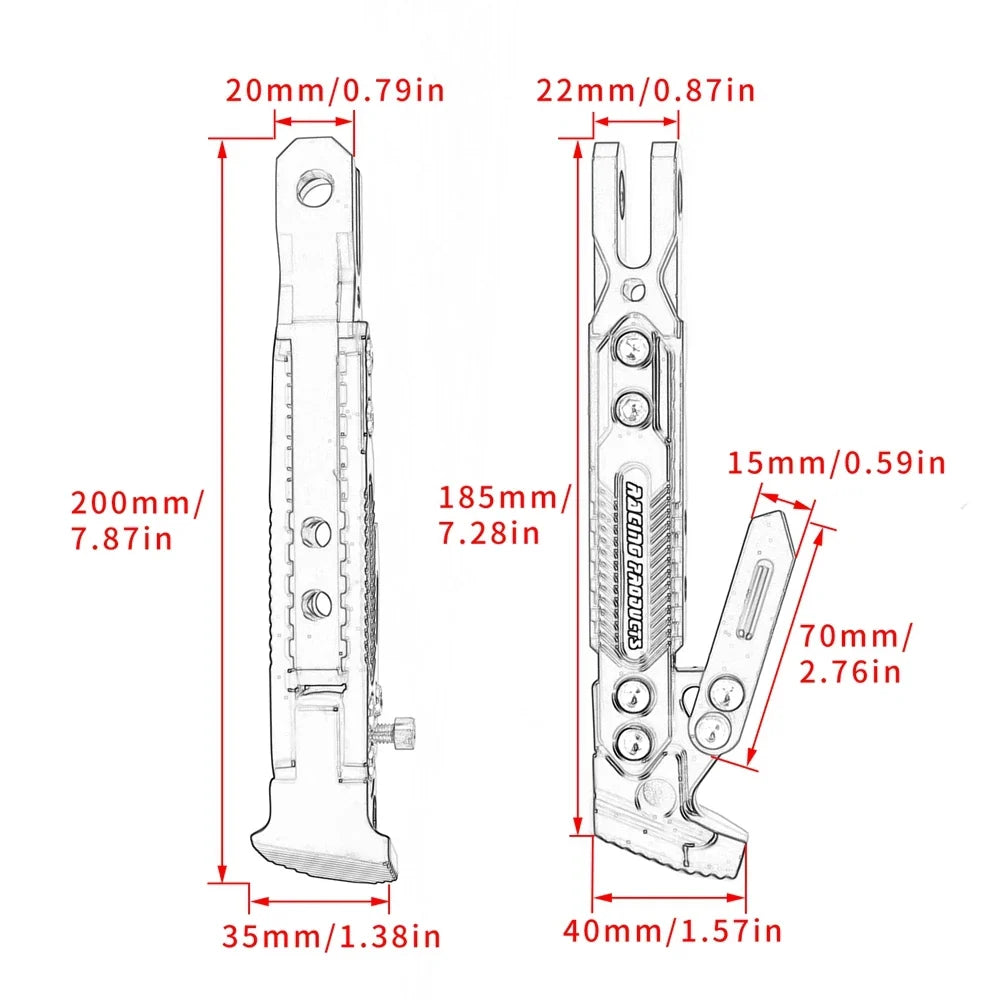 Metal Motorcycle Side Kickstand - Heavy Duty Foot Bracket Parking Stand for Stable Motorbike Support