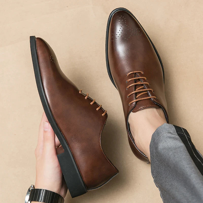 Luxury Men’s Leather Oxford Dress Shoes – High-Quality Gentleman Wedding & Office Shoes 2024