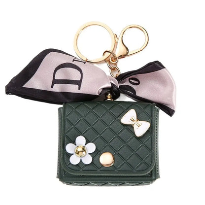 25cm Leather Earphone Storage Bag - Mini Keychain Pendant Bluetooth Headset Case Cover