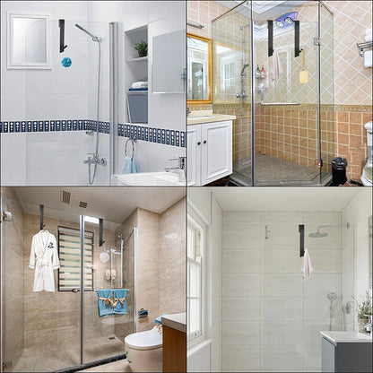 Stainless Steel S-Shape Over Glass Door Shower Towel Rack - Bathroom Bathrobe Hanger Holder Hooks