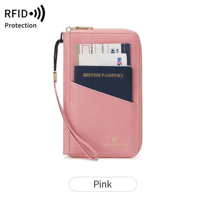 Fashionable RFID Passport Holder – PU Leather Front Pocket Wallet, Multifunctional Travel Accessories for Protection