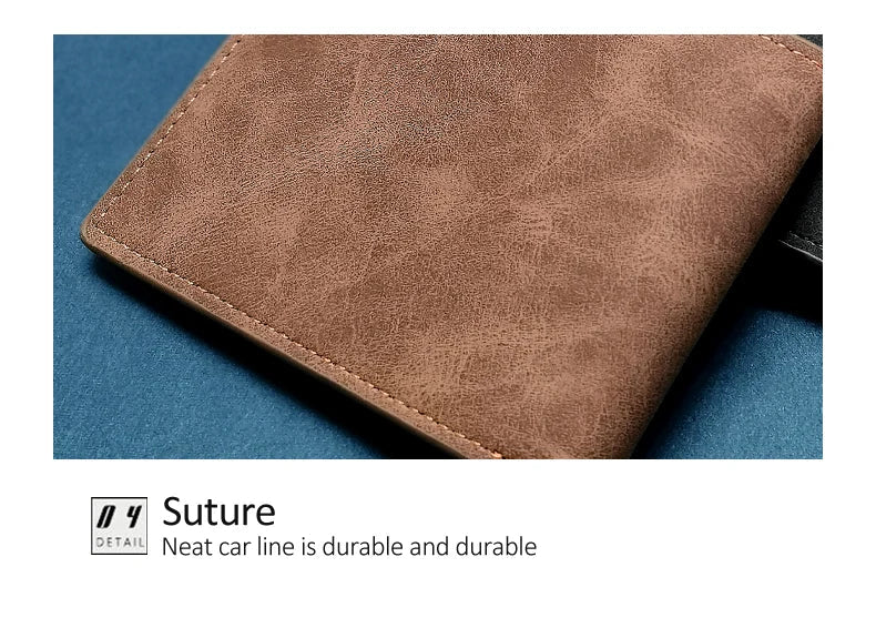 Retro Men’s Leather Wallet – Slim Money Purse with Coin Bag & Zipper, Stylish Dollar Design