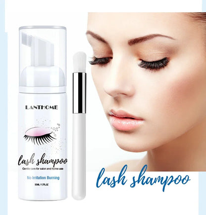 50ml Lanthome Eyelash Extension Shampoo Foam – Deep Clean Eyelid Cleanser for Makeup Tools, Mascara Remover, Salon & Home Use