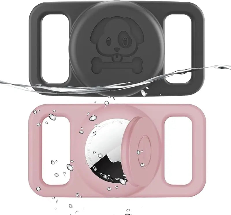 2-Pack AirTag Dog Collar Holders — Waterproof Silicone Hidden Loop Anti-Lost Tracker Accessory