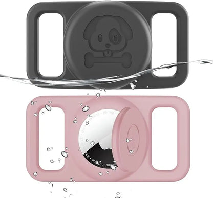 2-Pack AirTag Dog Collar Holders — Waterproof Silicone Hidden Loop Anti-Lost Tracker Accessory