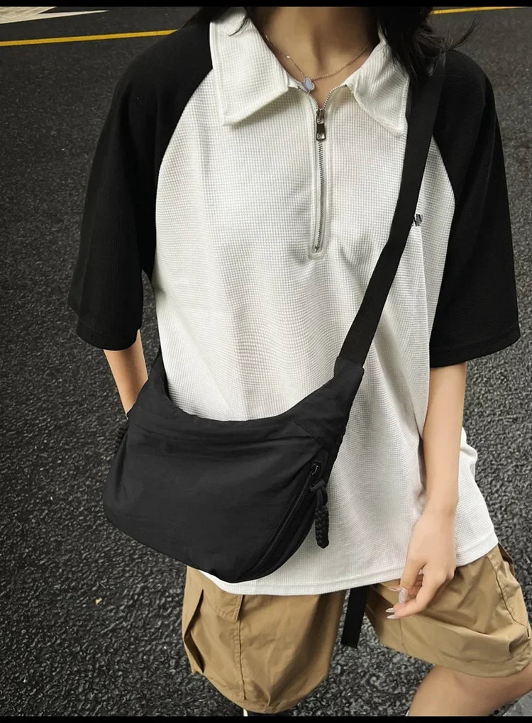 Trendy Women’s Soft Cloth Shoulder Bag | Solid Color Casual Crossbody & Hobo Bag for Students