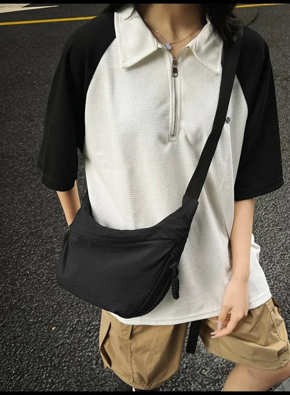 Trendy Women’s Soft Cloth Shoulder Bag | Solid Color Casual Crossbody & Hobo Bag for Students