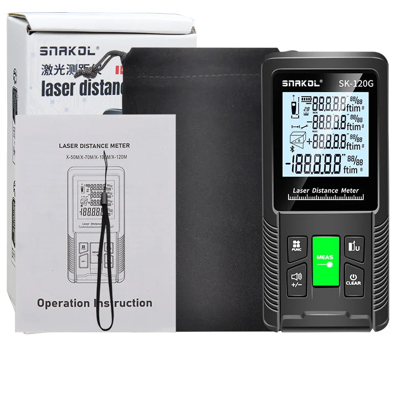 Snakol 120M Green Laser Tape Measure — High Accuracy Digital Distance Meter & Electronic Ruler