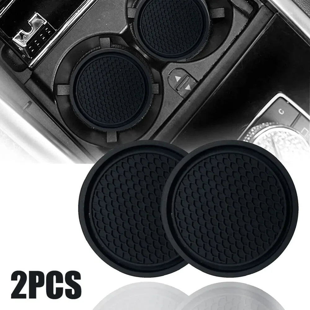 Universal Black Anti-Slip Car Cup Holder Coaster Pads – Interior Accessories for Most Vehicles