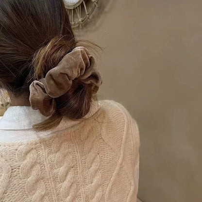 Vintage Velvet Hair Scrunchies for Women & Girls – Solid Color Ponytail Holder Elastic Hair Bands, Soft Fashion Hair Ties Accessories