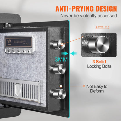 SucceBuy Electronic Safe Deposit Box — 1.2/0.5 Cubic Feet Digital Safe with Override Keys for Money, Jewelry, and Documents